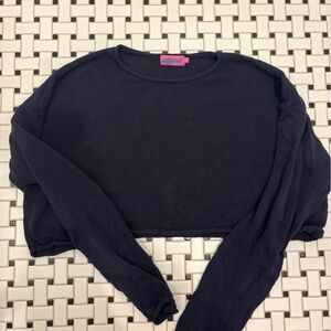 Edikted Cropped Navy Long Sleeve Top